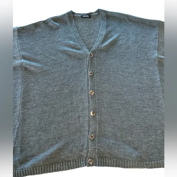 Eskandar lagenlook linen blend cardigan sweater